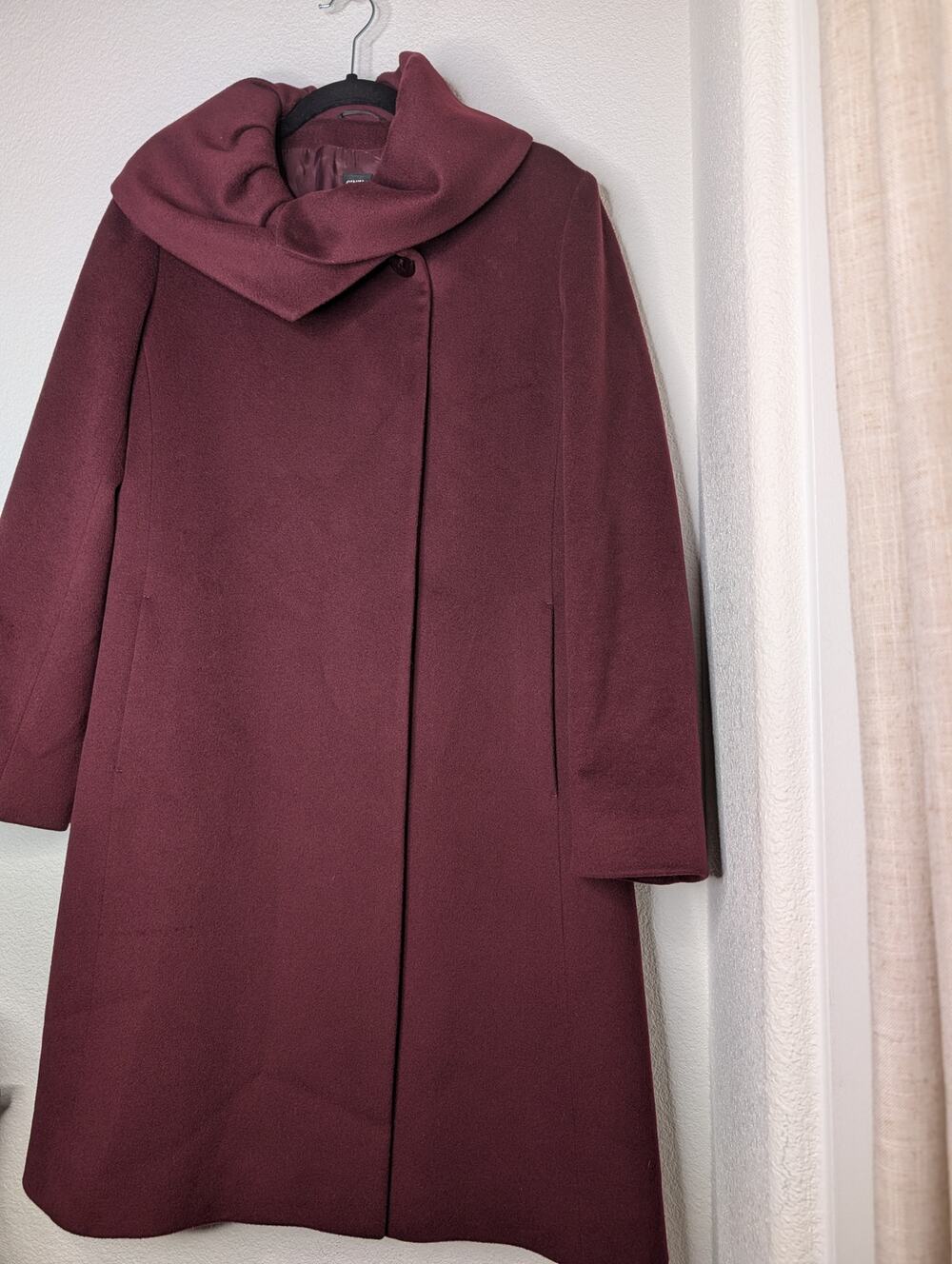 Cinzia Rocca 100% Virgin Wool Made in Italy A-Line Coat 6 Burgundy Designer Chic
